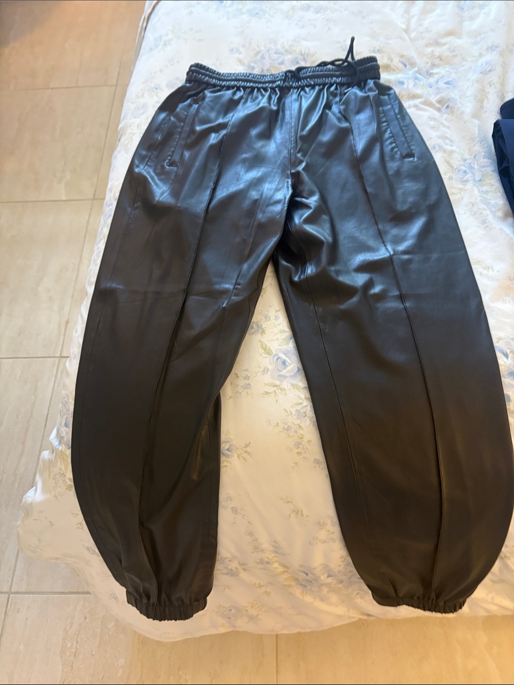 Blank NYC Black Faux Leather Jogger Pants